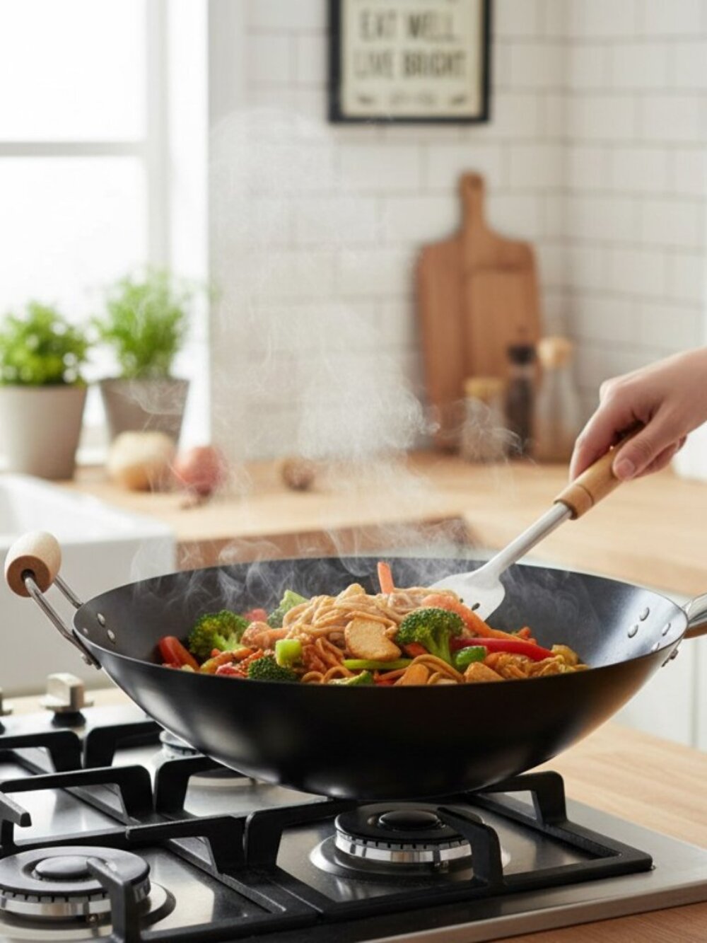 IMUSA 14” Light Cast Iron Wok w Double Handles